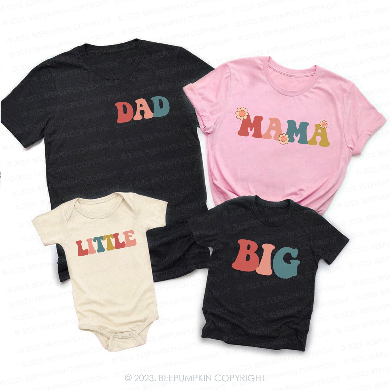 Personalized Big Middle Little Matching T-shirts For Family