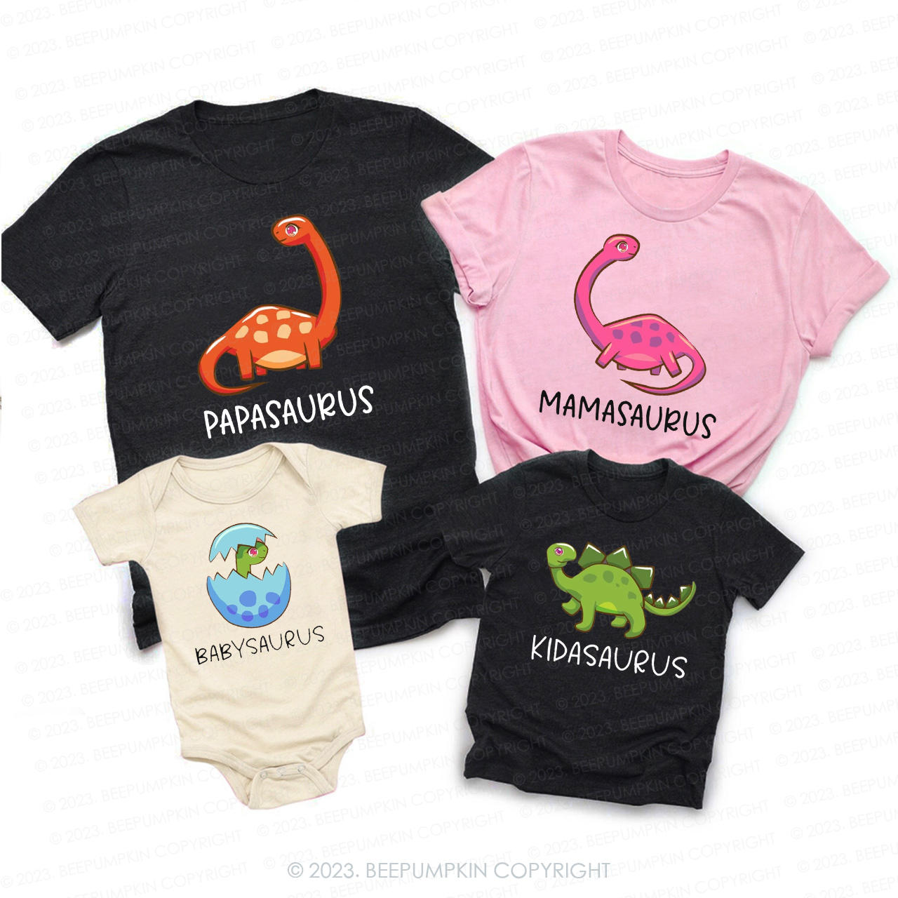 Personalized Cute Birthday Dinosaur Matching Family T-shirts