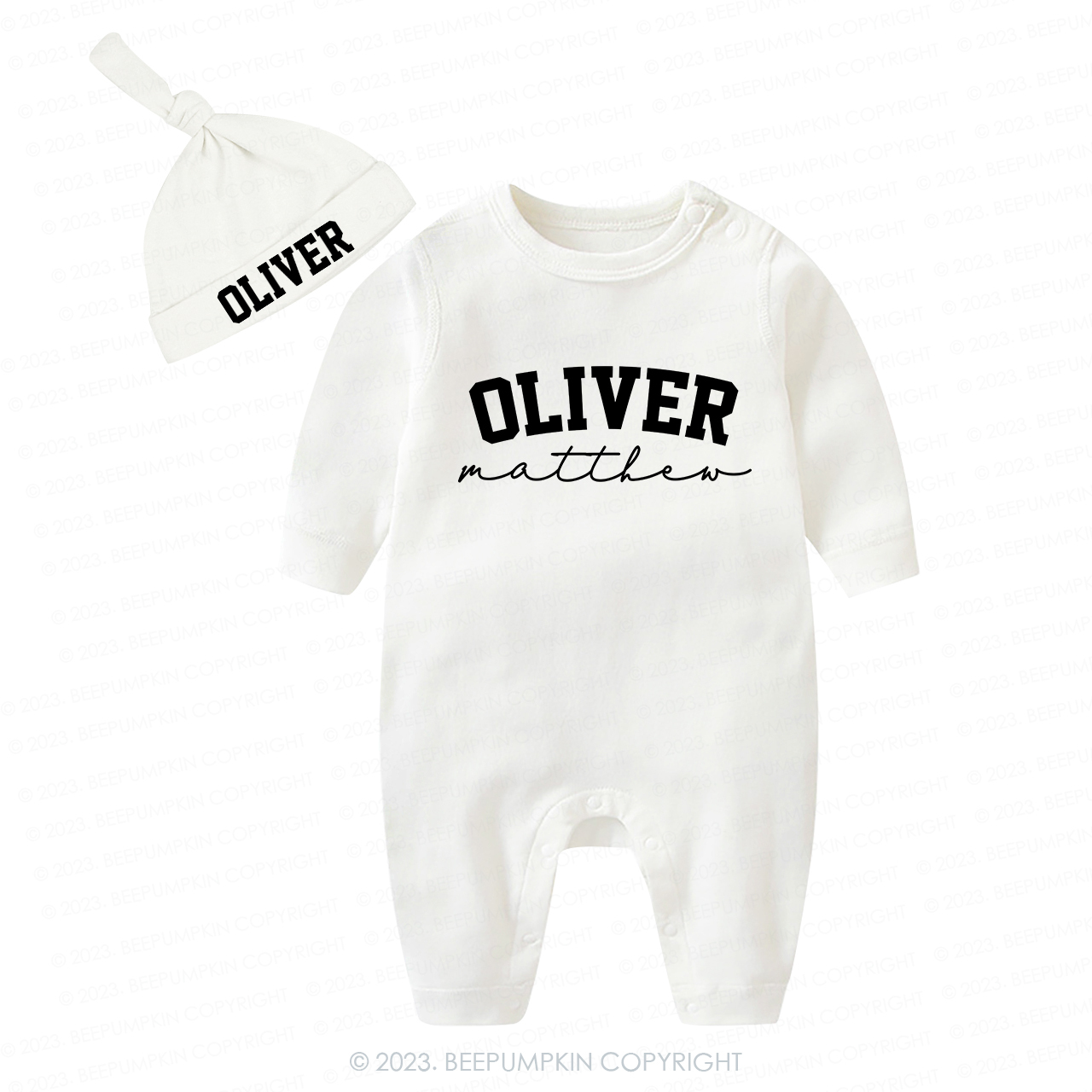 Personalized Vintage Gender Baby Romper With Hat