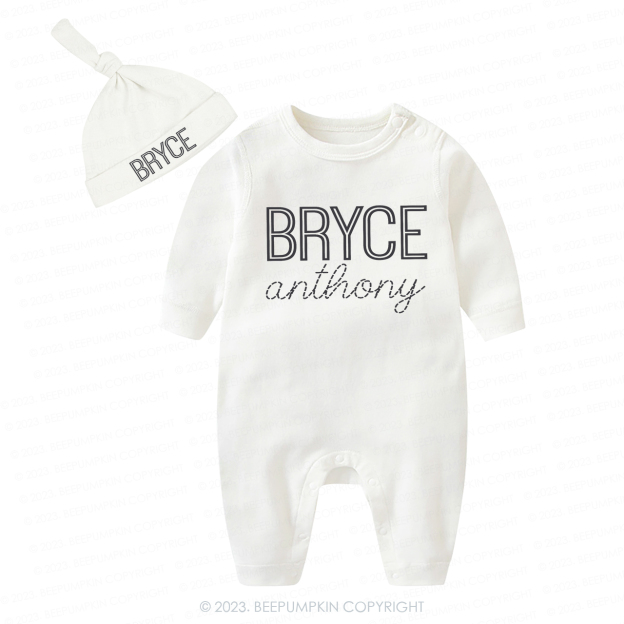 Personalized Name Gender Romper Hat Set