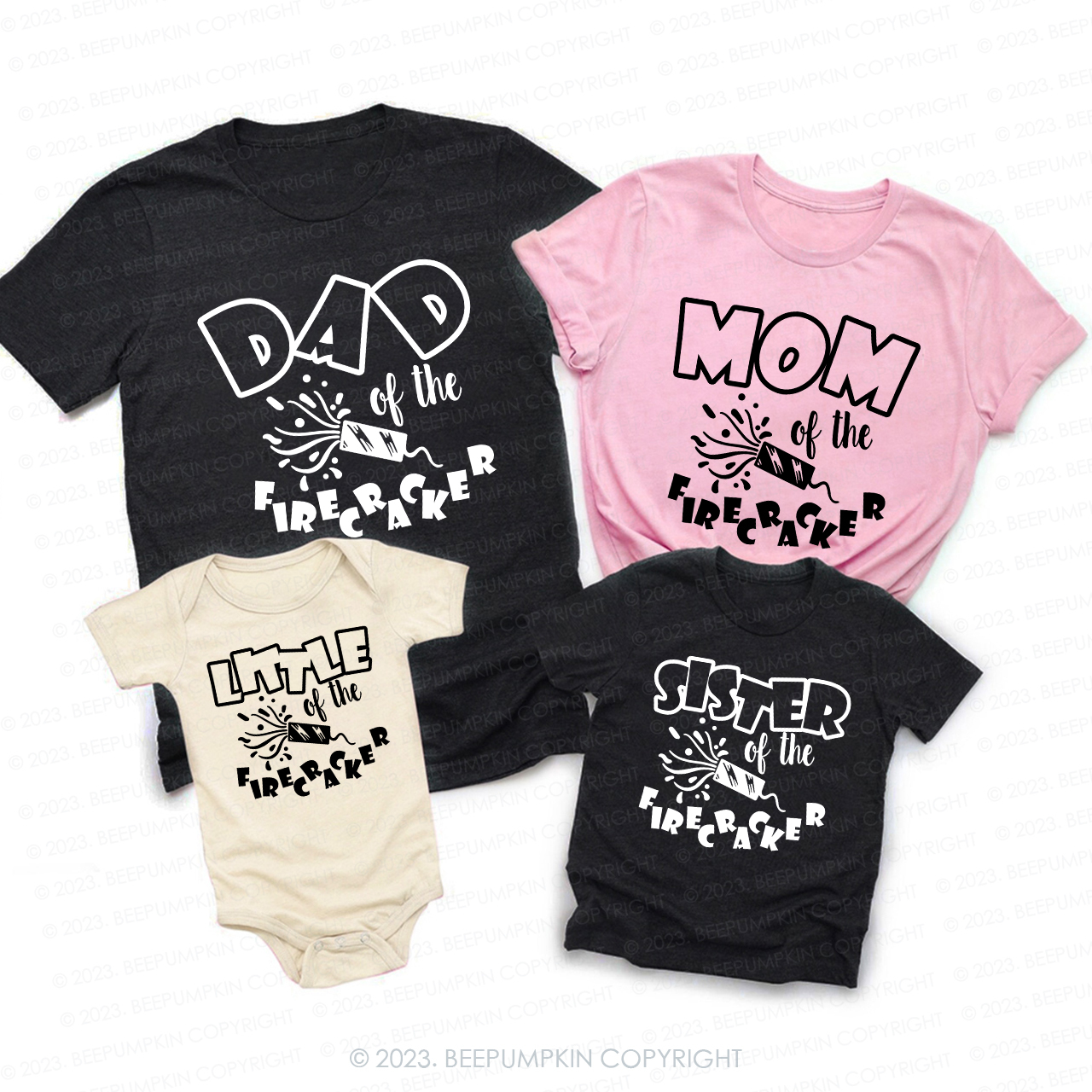 Personalized Family Firecracker Birthday Crew Shirts