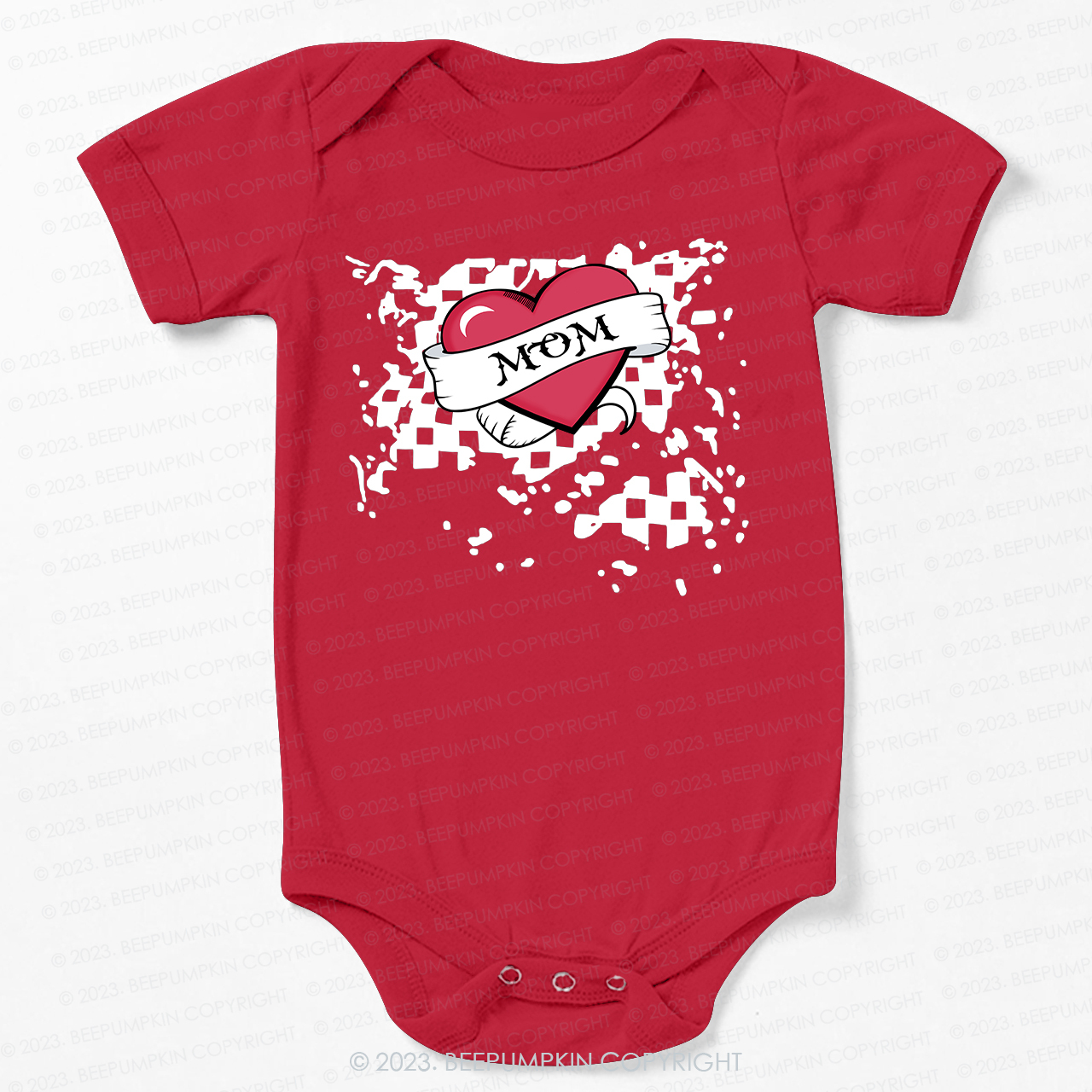 Mom Heart Trucker Bodysuit For Baby Valentines Day