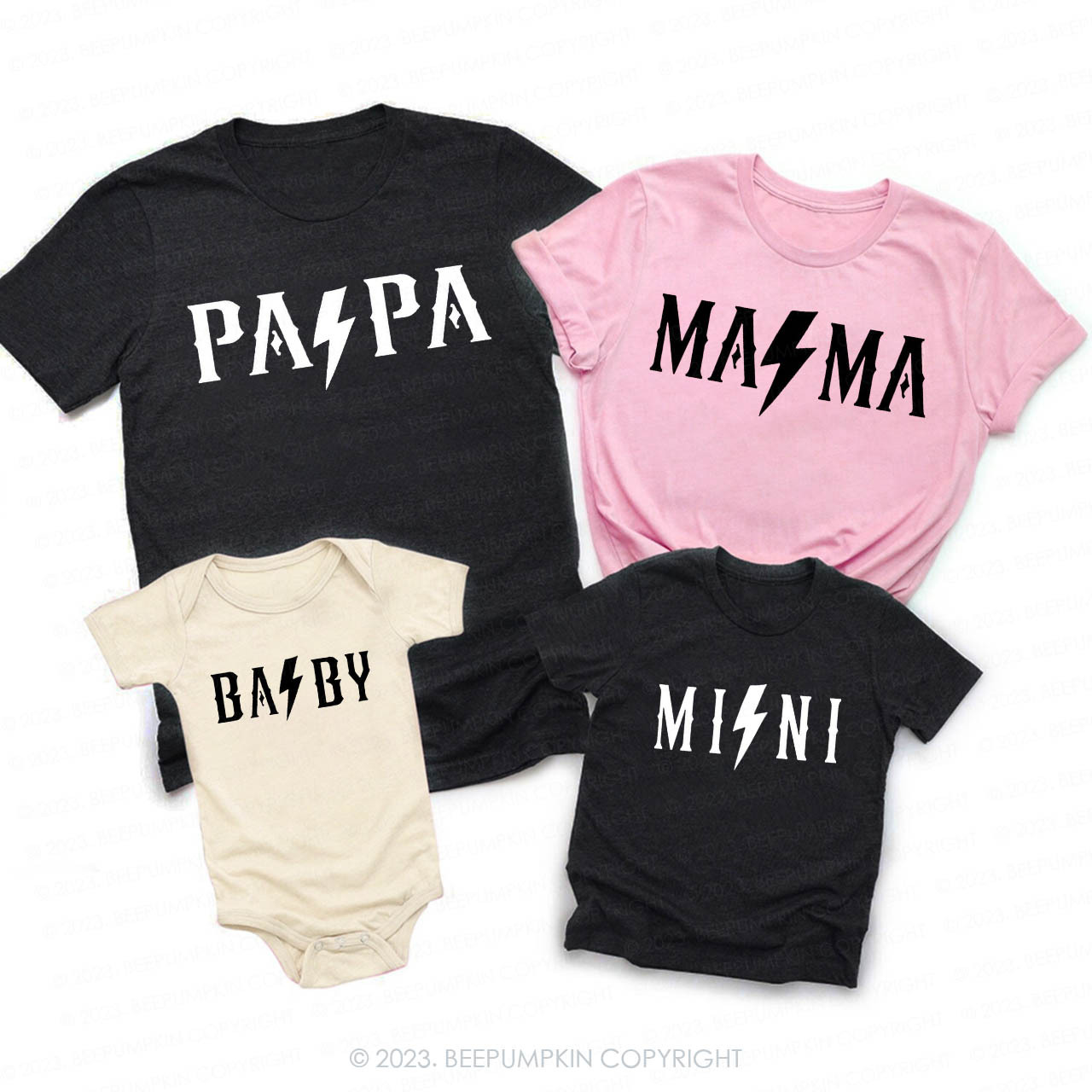 Custom Rocker Lightning Family Matching Shirts 