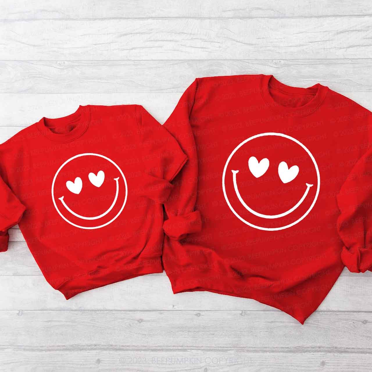Cute Heart Face Valentine's Day Family Gift Sweatshirts