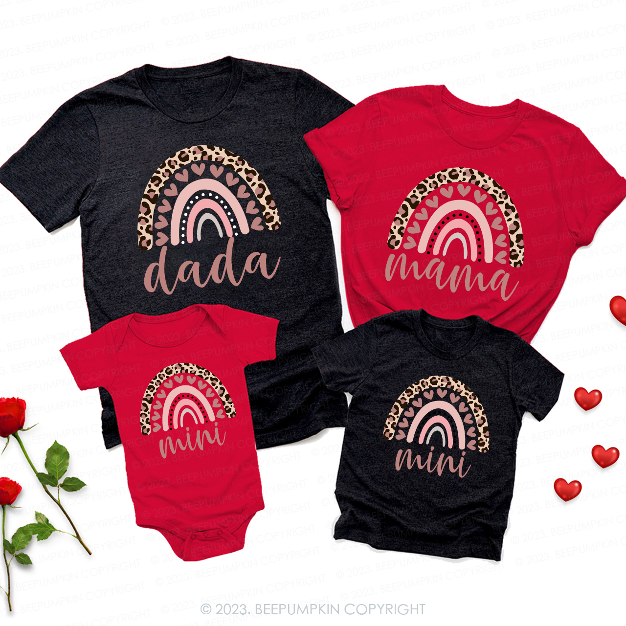 Hearts Mama Dada Mini Valentines Day Shirts For Family