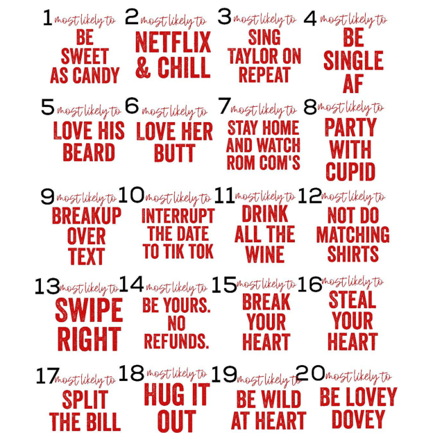 Most Likely To Funny Valentines Party Shirts For Family