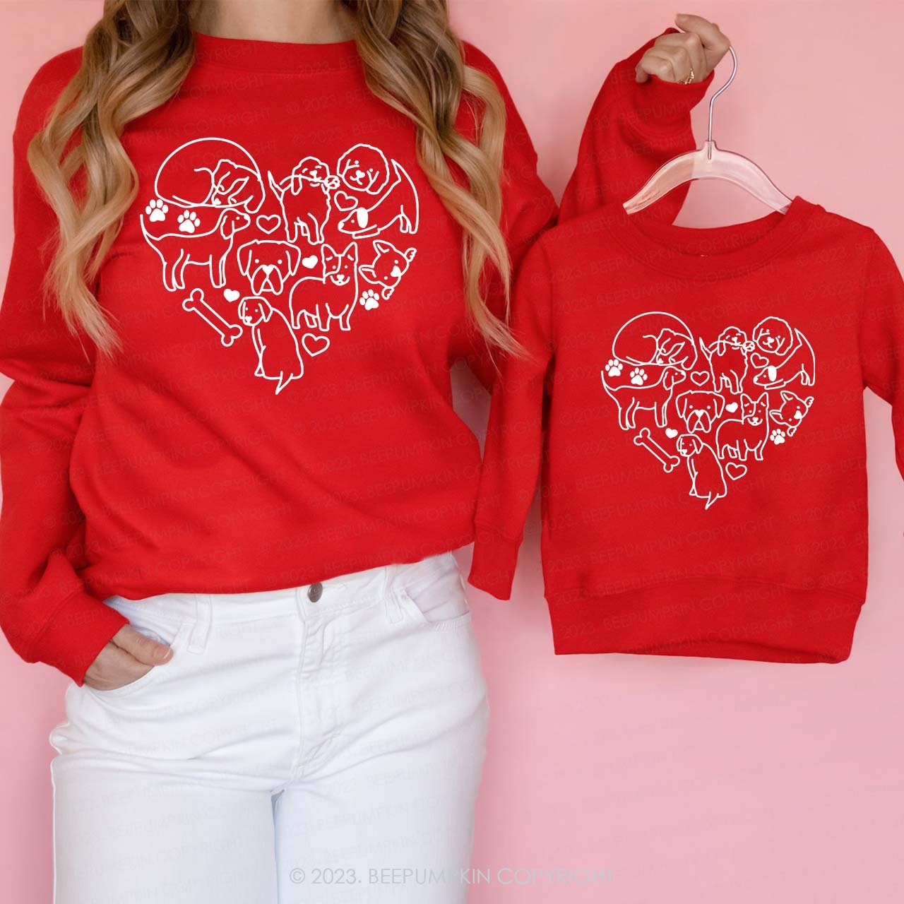 Valentine's Day Dog Heart Doodle Sweatshirts