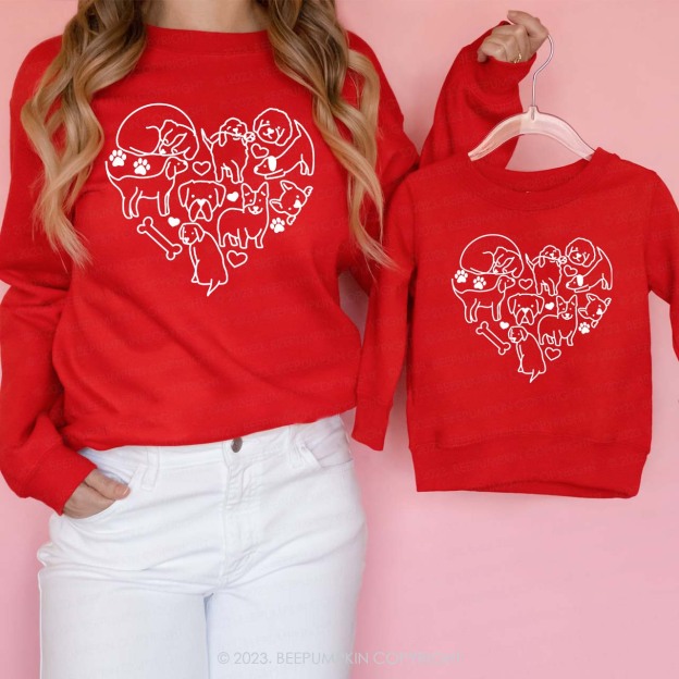 Valentine's Day Dog Heart Doodle Sweatshirts