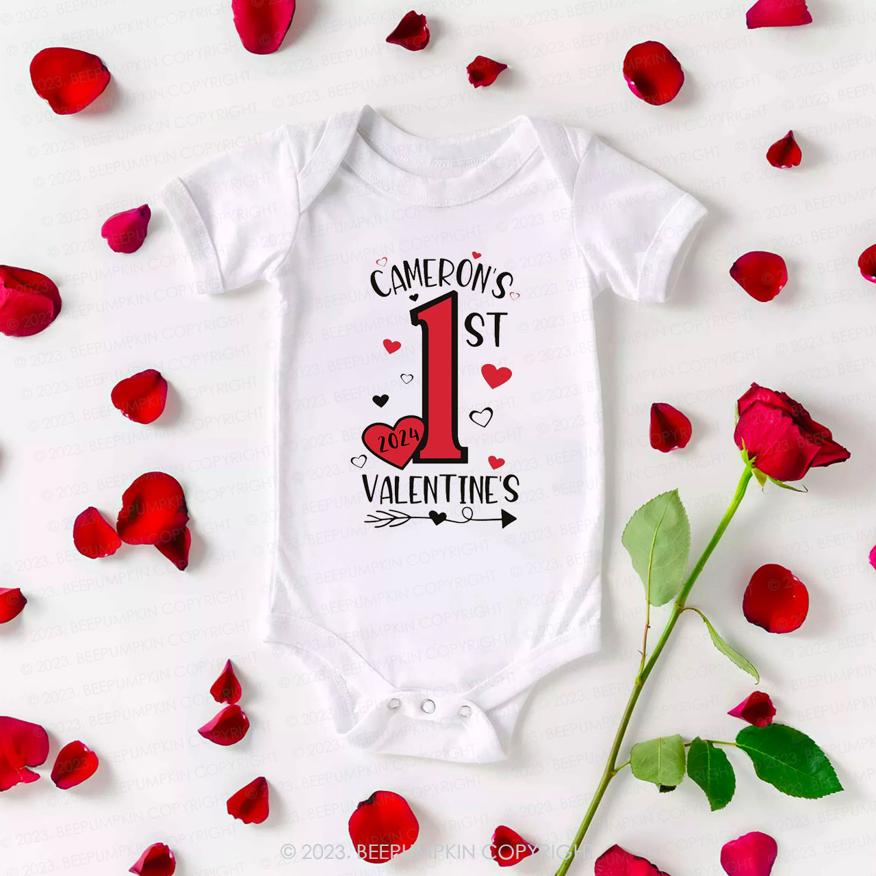 Personalized First Valentine Bodysuit For Baby