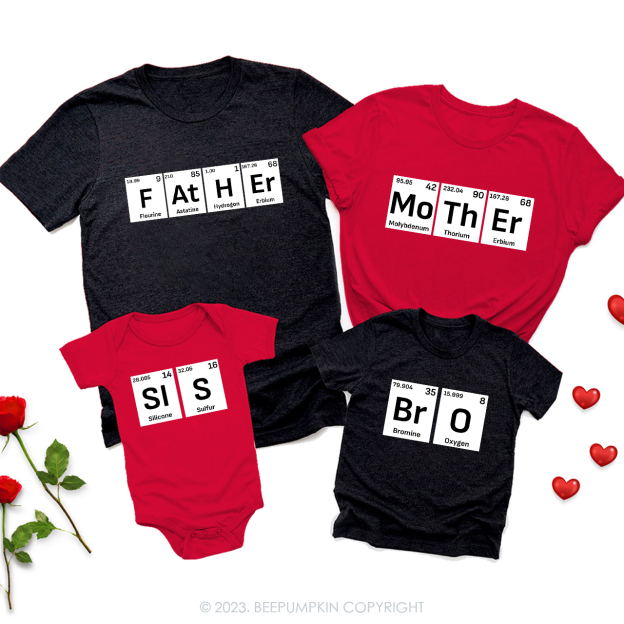 Periodic Table Valentines Family Matching Shirts