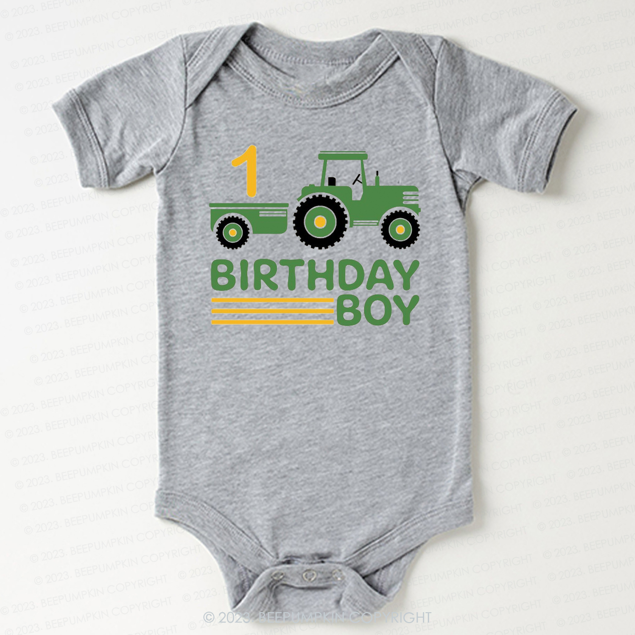 Boy Birthday Tractor Bodysuit For Baby