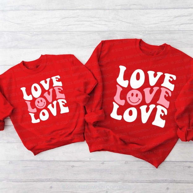 Cute Love Smiley Face Valentine's Family Matching Sweatshirt