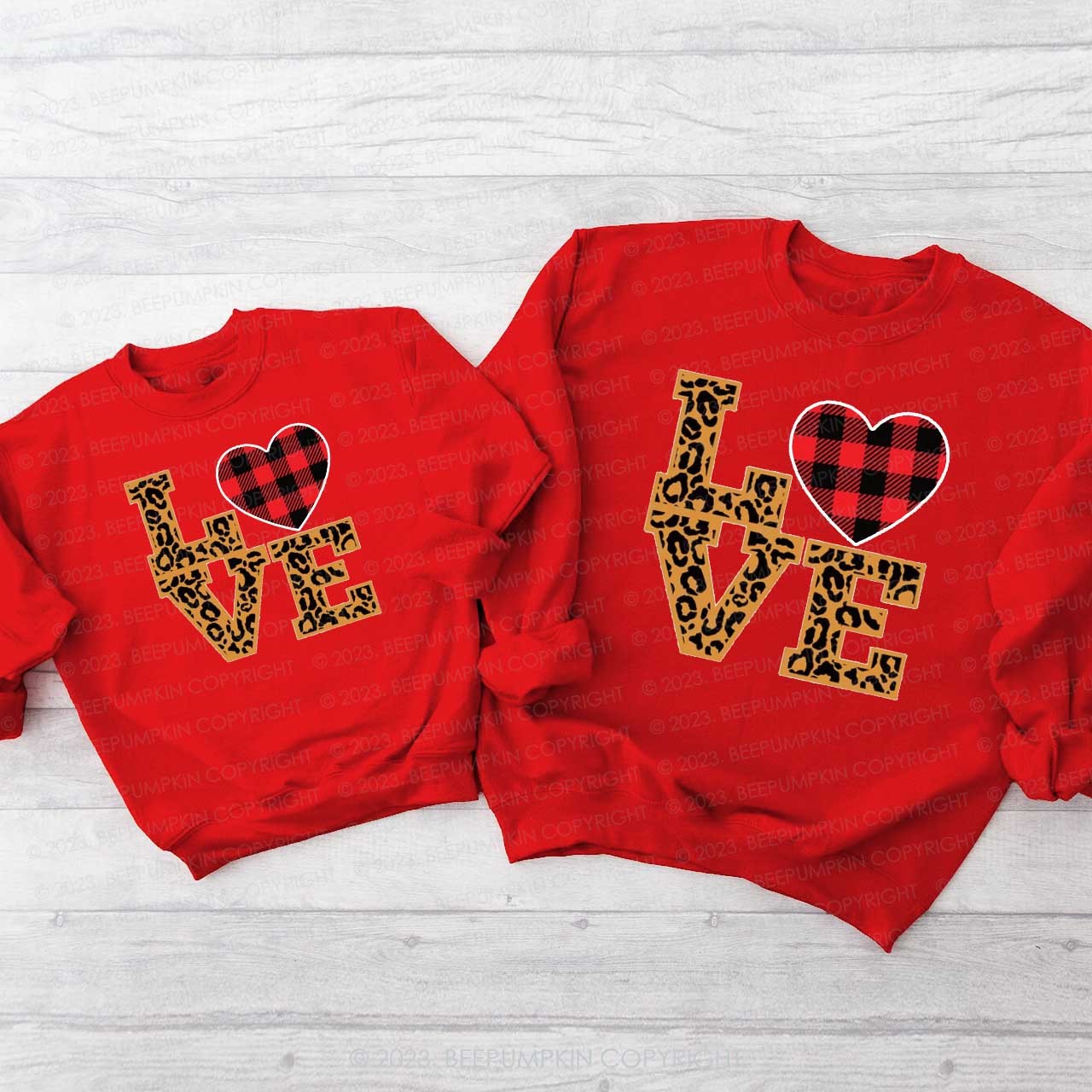 Leopard Print Love Valentine's Family Matching Sweatshirt