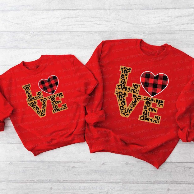 Leopard Print Love Valentine's Family Matching Sweatshirt