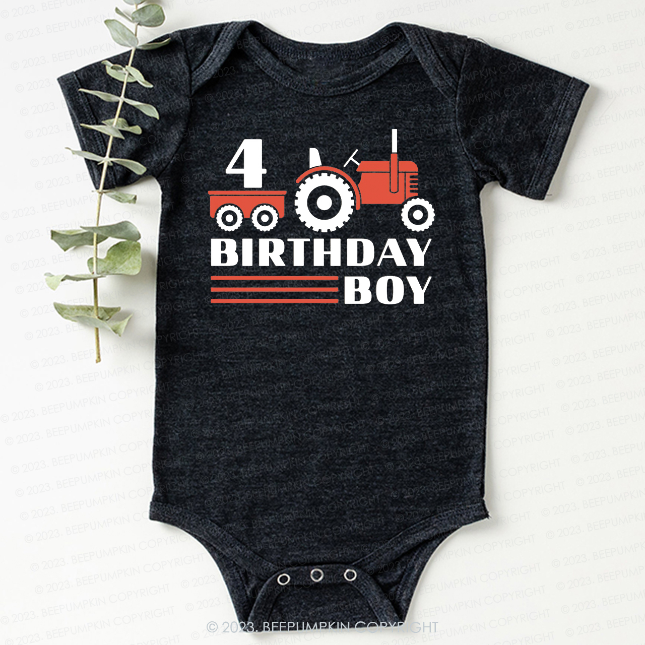 Boy Birthday Tractor Birthday Bodysuit For Baby