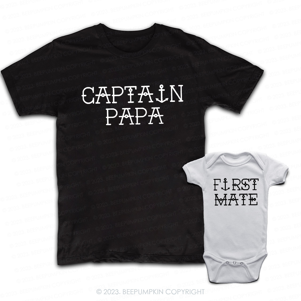 Captain Papa And First Mate Matching T-Shirts For Dad&Me
