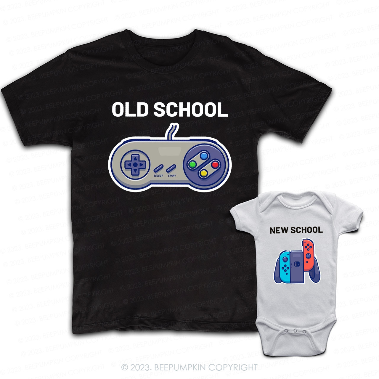 Personalized Video Game Old School New School Matching T-Shirts For Dad&Me