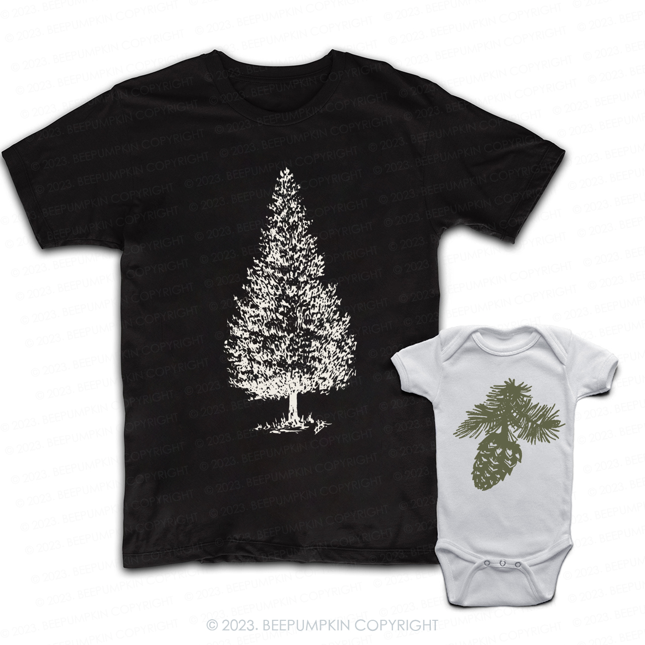 Pine Tree And Pinecone Matching T-Shirts For Dad&Me