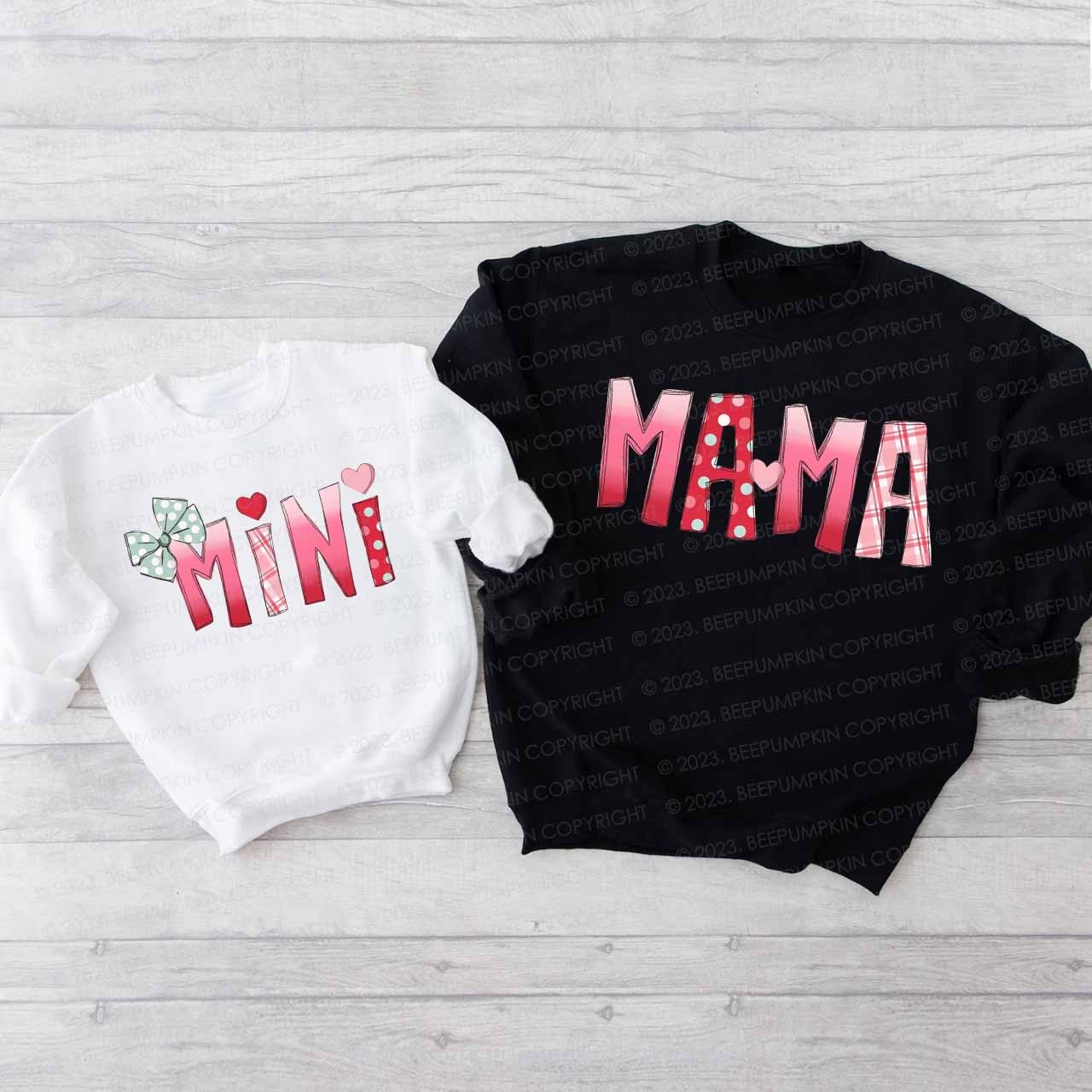 Mama And Mini Blush Valentine's Family Matching Sweatshirt