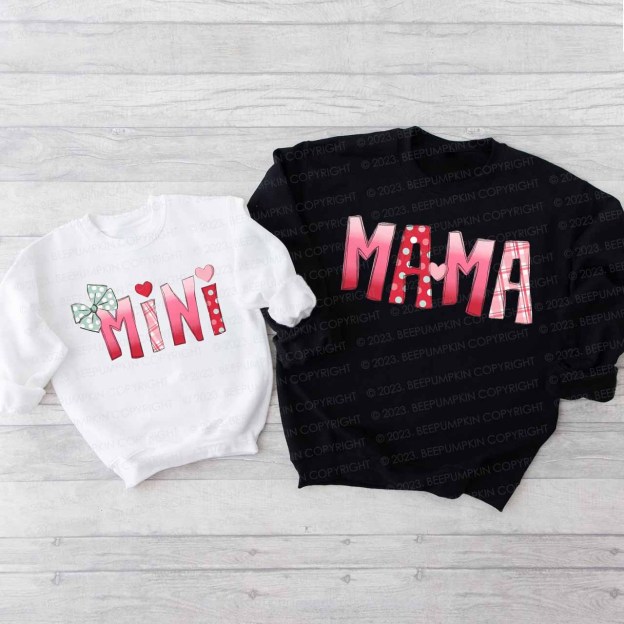 Mama And Mini Blush Valentine's Family Matching Sweatshirt