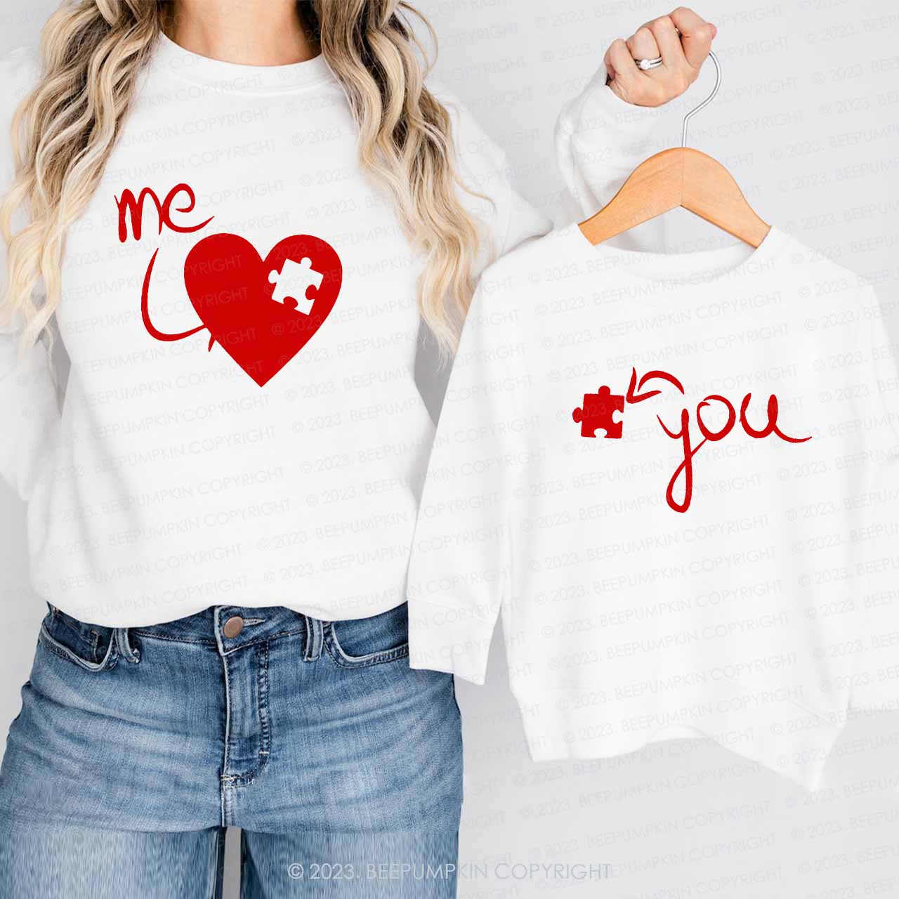 Heart Puzzle Valentine's Family Matching Sweatshirt