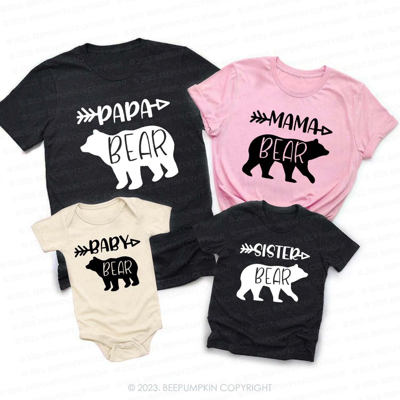 Cute Bear Family Name Matching Shirts