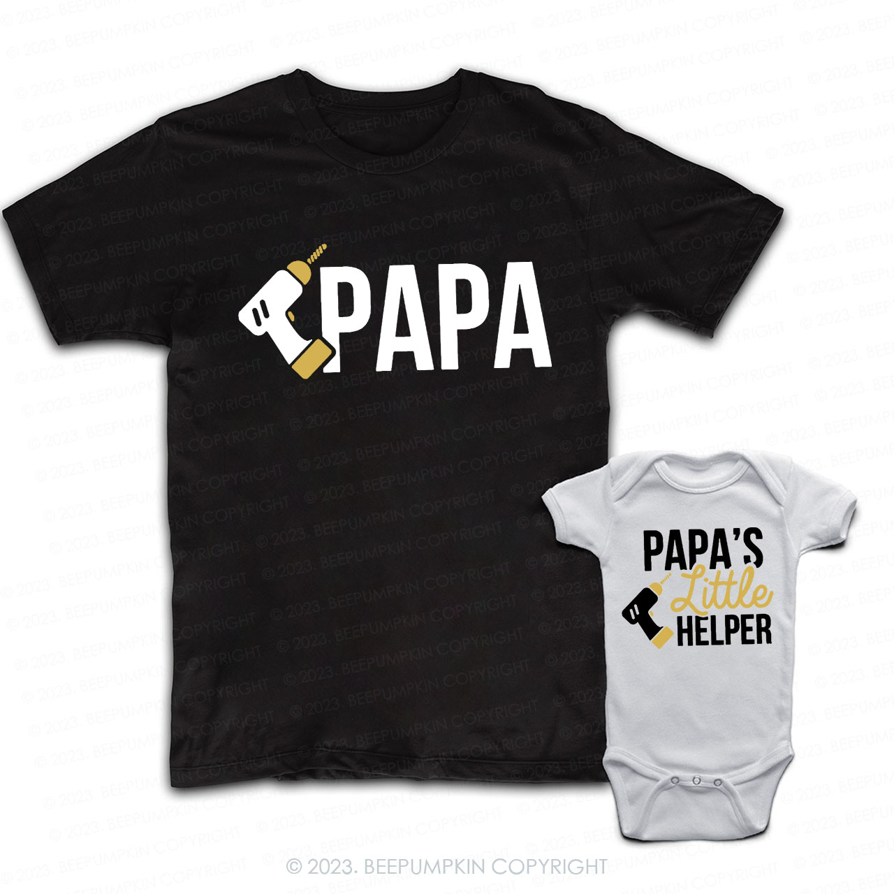 Papa And Papa's Little Helper Dad & Me Matching T-Shirts 