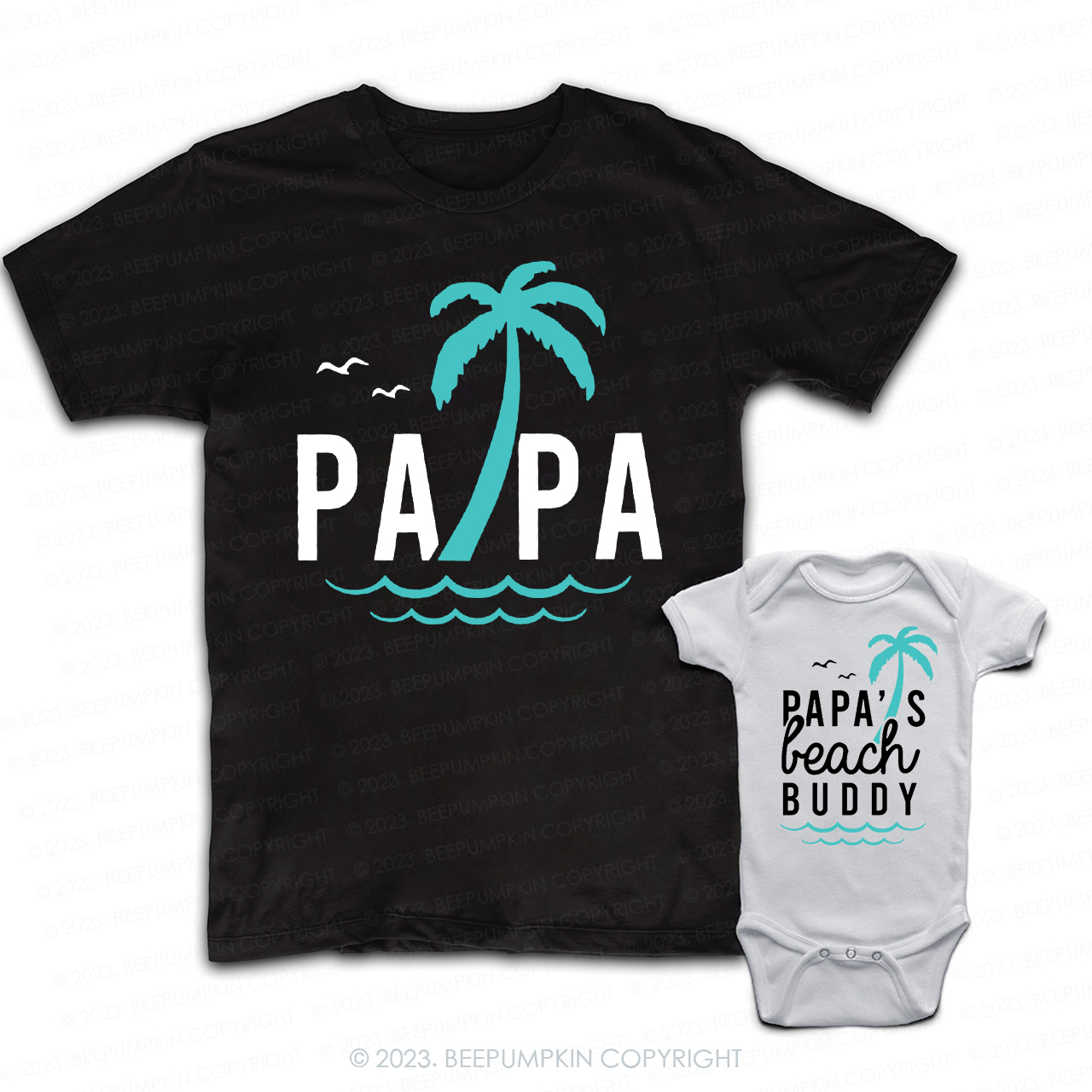 Papa And Papa's Beach Buddy Dad & Me Matching T-Shirts