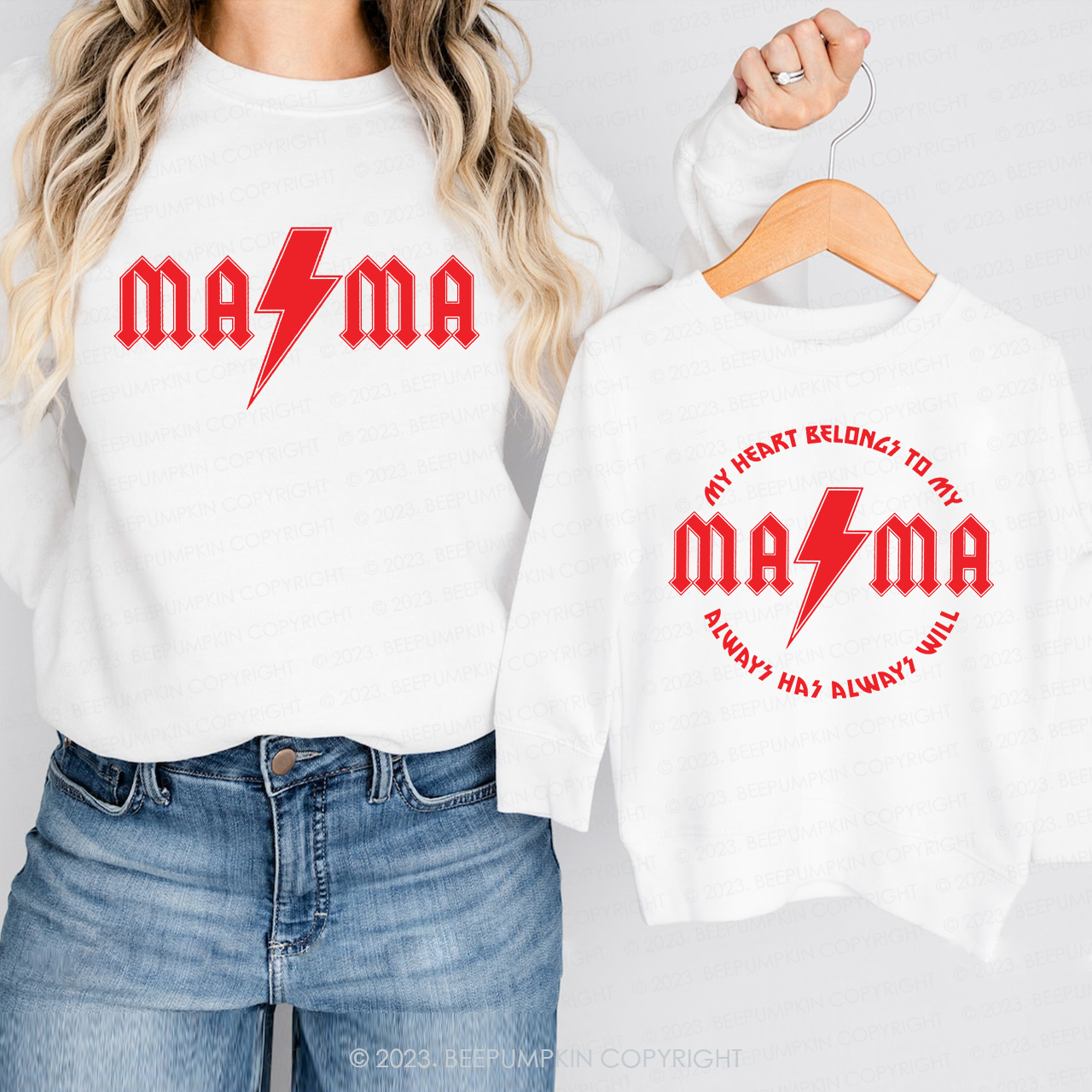 My Heart Belongs To My Mama Band Matching Valentine‘s Sweatshirt