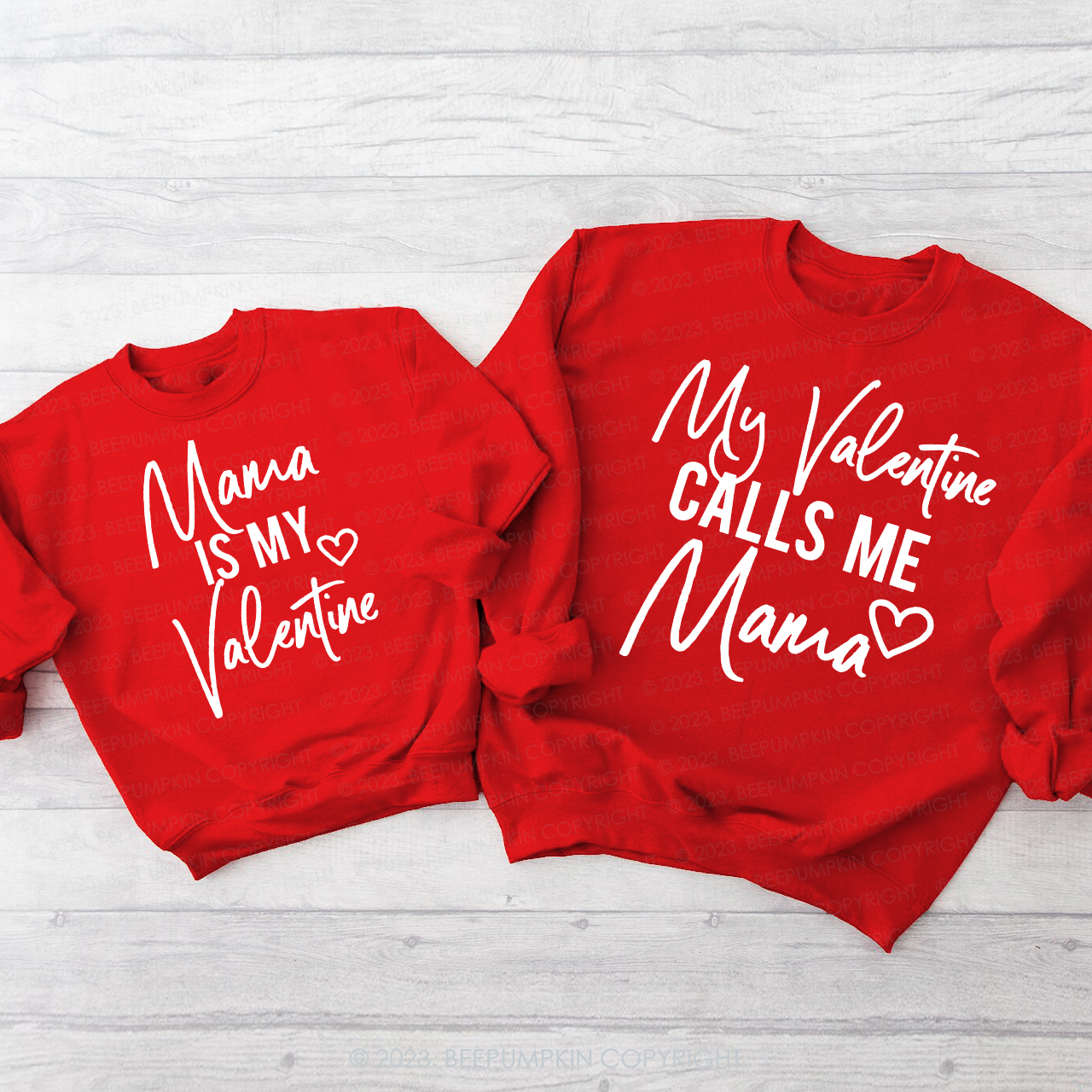 My Valentine Calls Me Mama Matching Valentine��s Sweatshirt