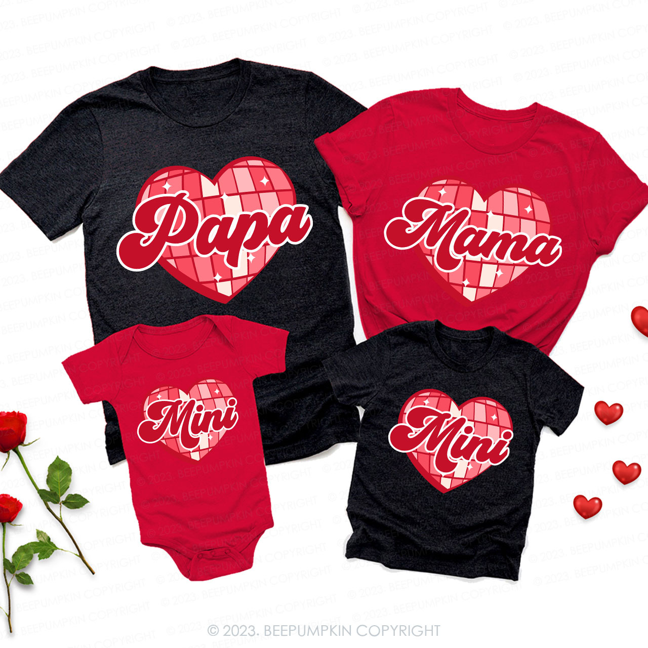 Personalized Checkerboard Hearts Matching Valentine��s Shirts