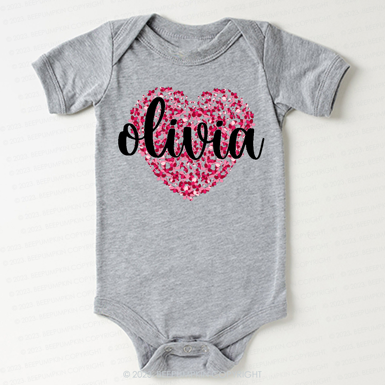 Personalized Floral Valentines Day Bodysuit For Baby