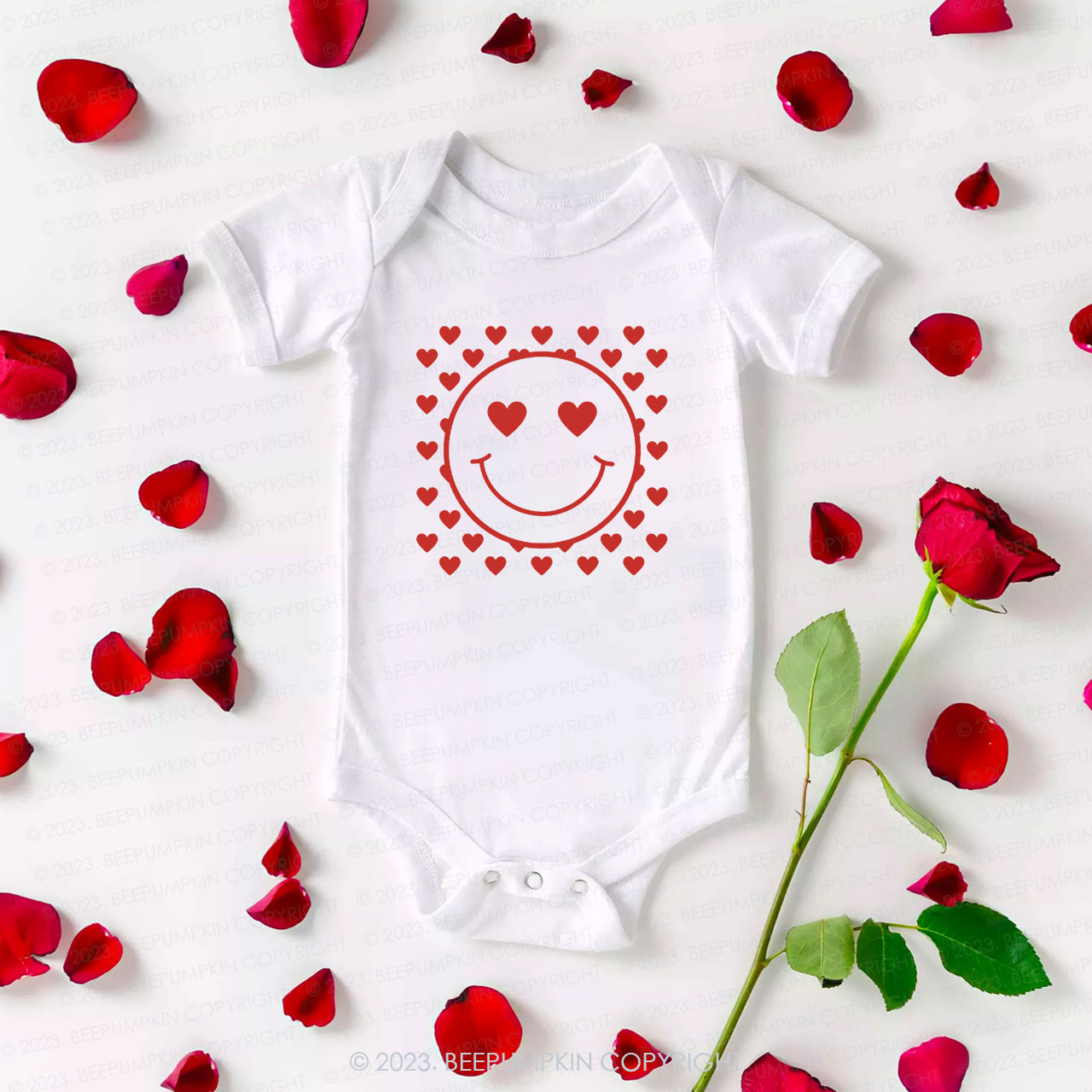 Love Smile Face Valentines Day Bodysuit For Baby