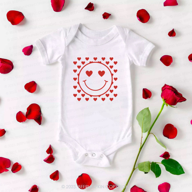 Love Smile Face Valentines Day Bodysuit For Baby