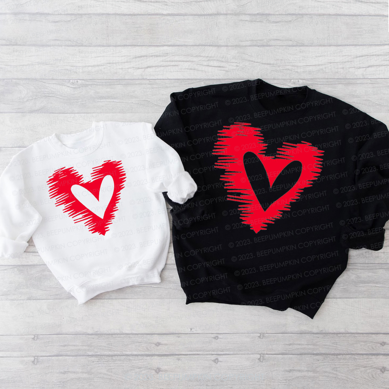 Couple Doodle Hearts Matching Valentine��s Sweatshirt