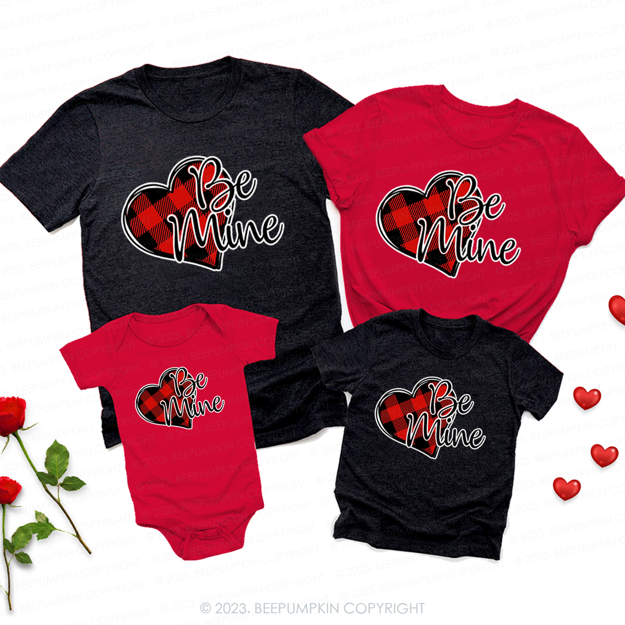 Checkerboard Be Mine Matching Valentine��s Shirts