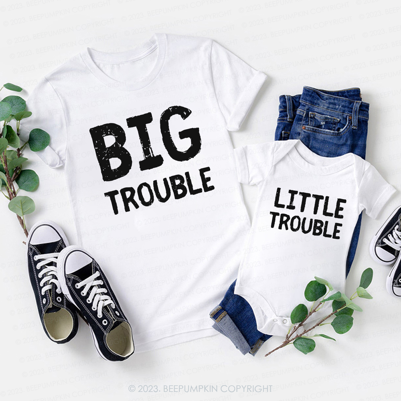 Big Trouble Little Trouble Family Matching Shirts