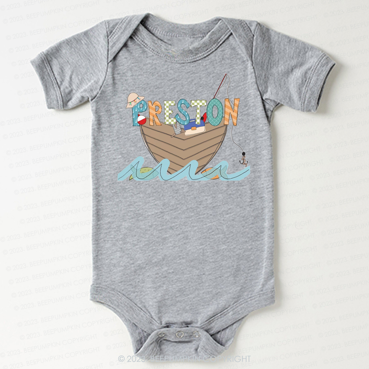 Boat Flowing Water Fishing Bodysuit For Baby