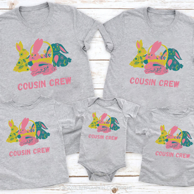 Cousin Crew Easter Colorful Bunny Matching Shirts