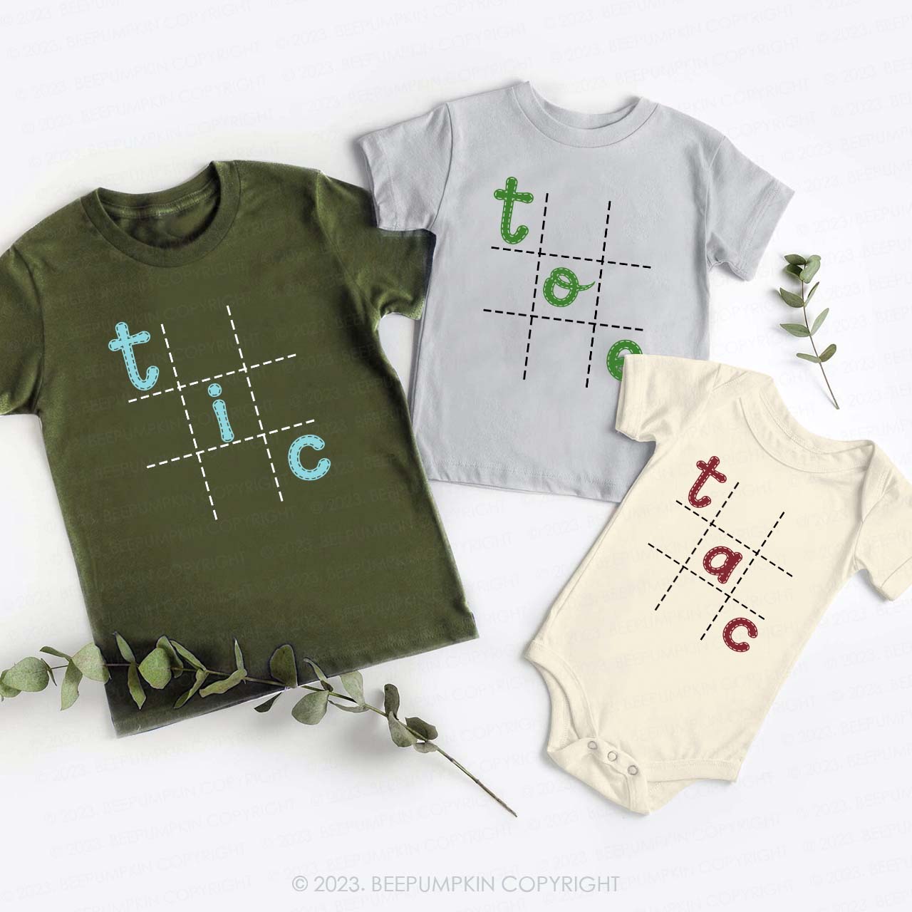 Tic Tac Toe Triplet Matching Tees For Daily