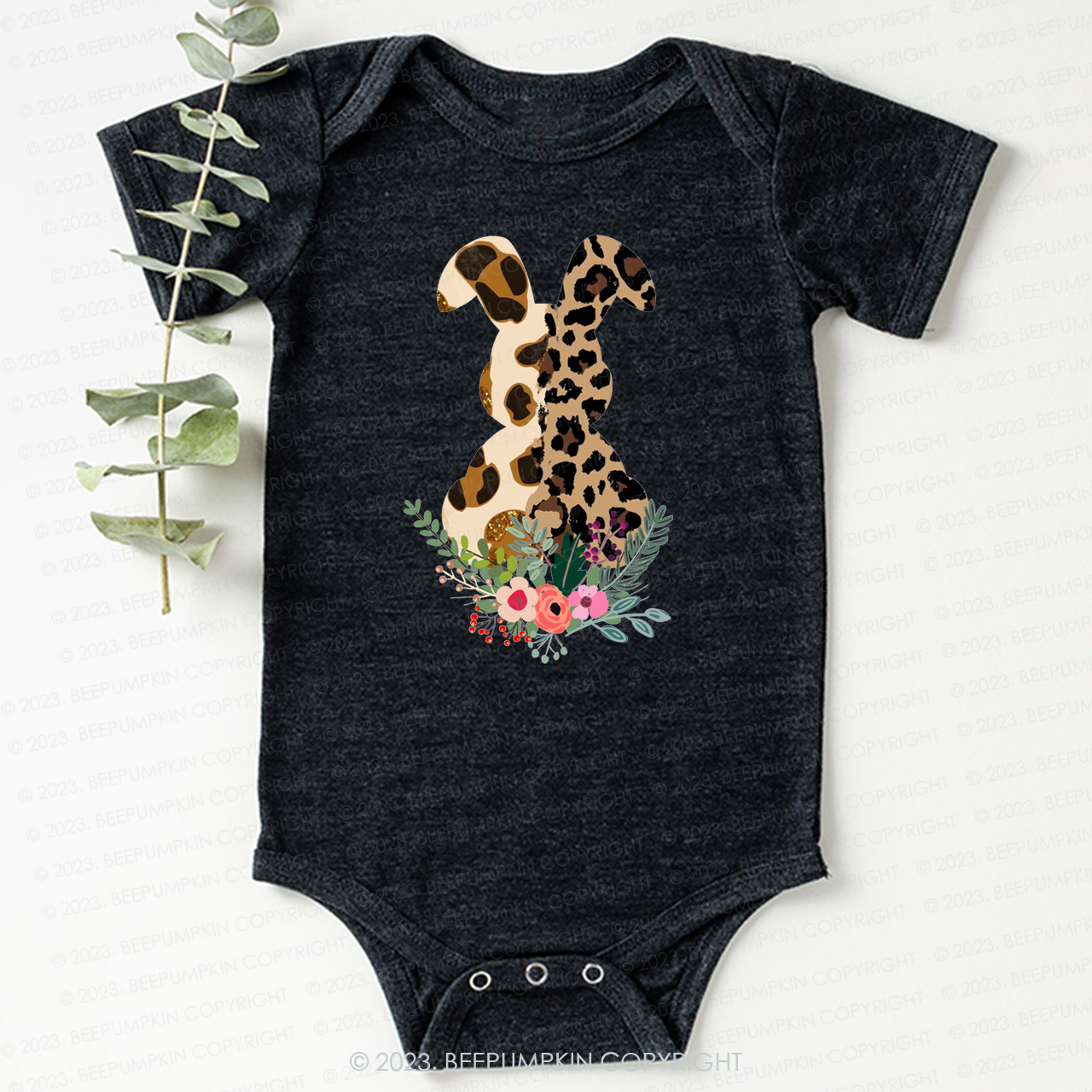 Leopard Bunny Easter Bodysuit For Baby
