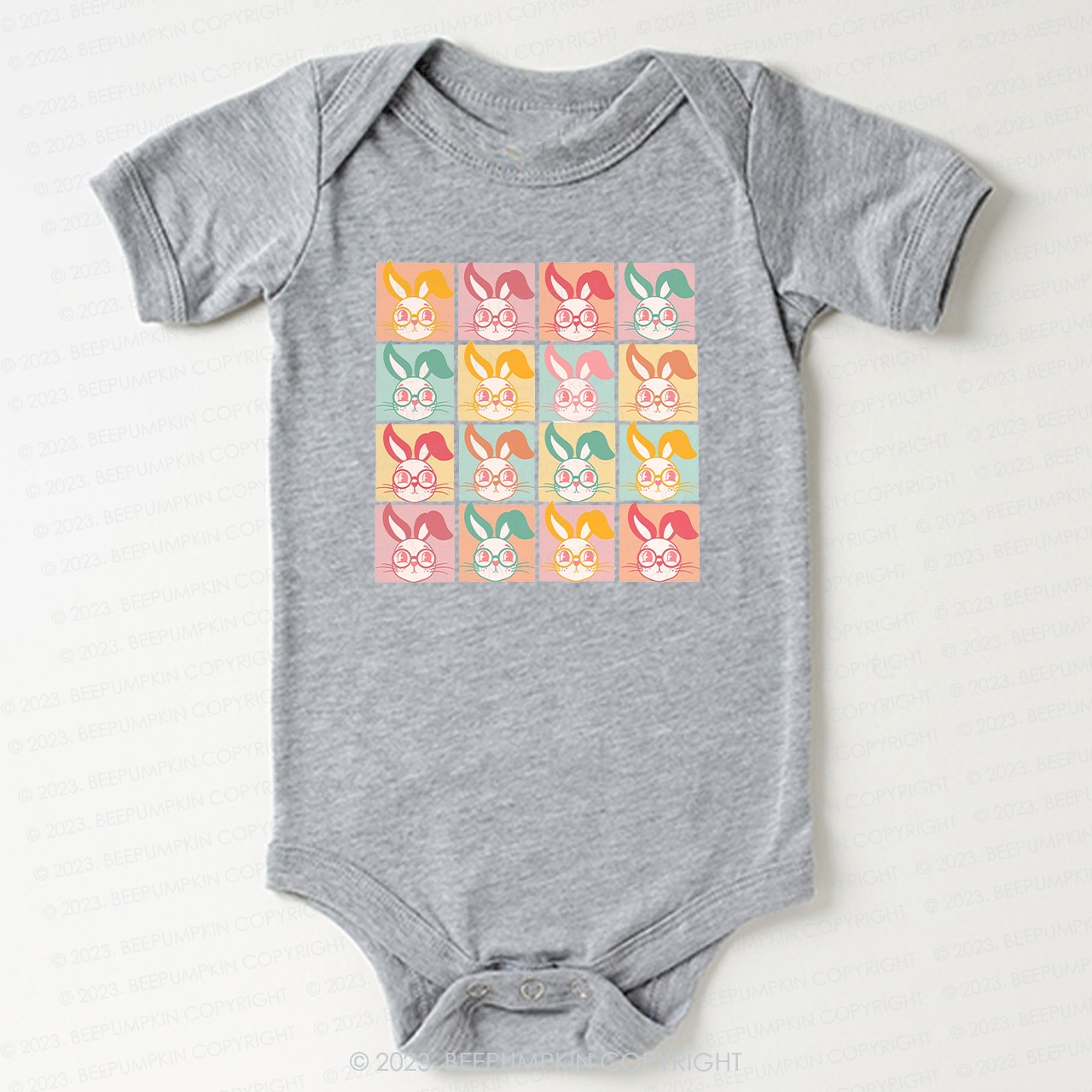 Checkered Bunny Kids Retro Bodysuit For Baby