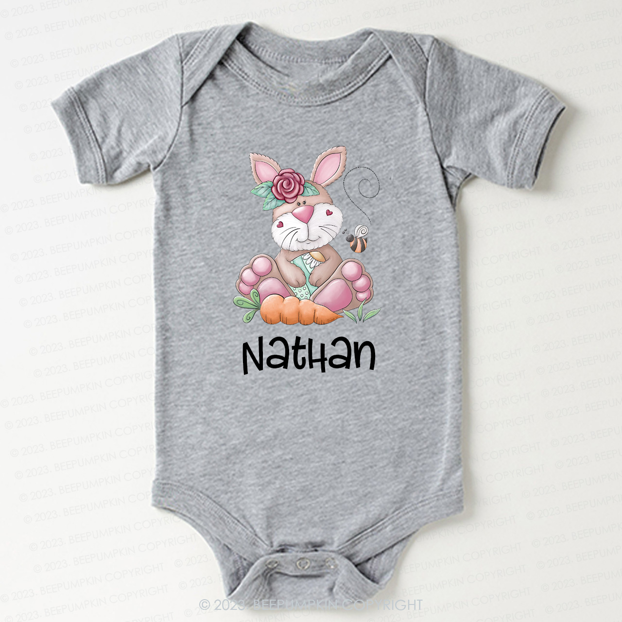 Personalized Spring Happy Bunny Easter Bodysuit For Baby