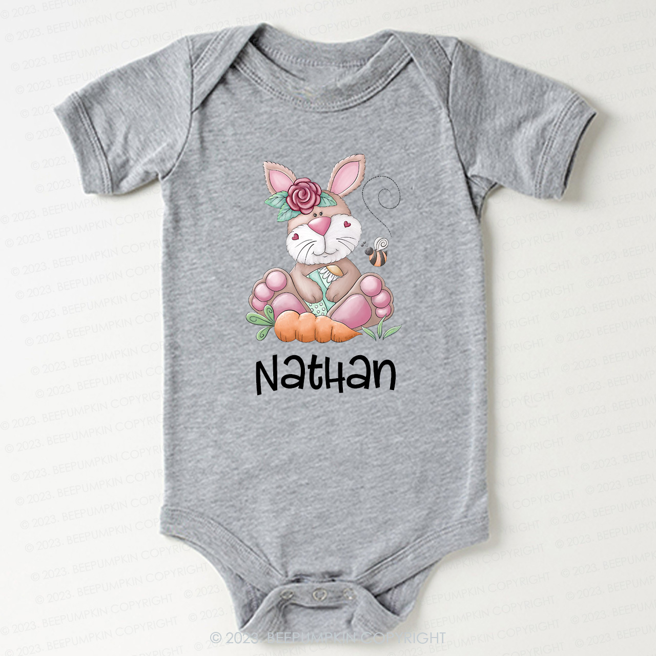 Personalized Spring Happy Bunny Easter Bodysuit For Baby