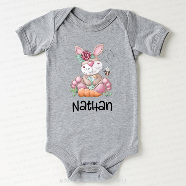 Personalized Spring Happy Bunny Easter Bodysuit For Baby