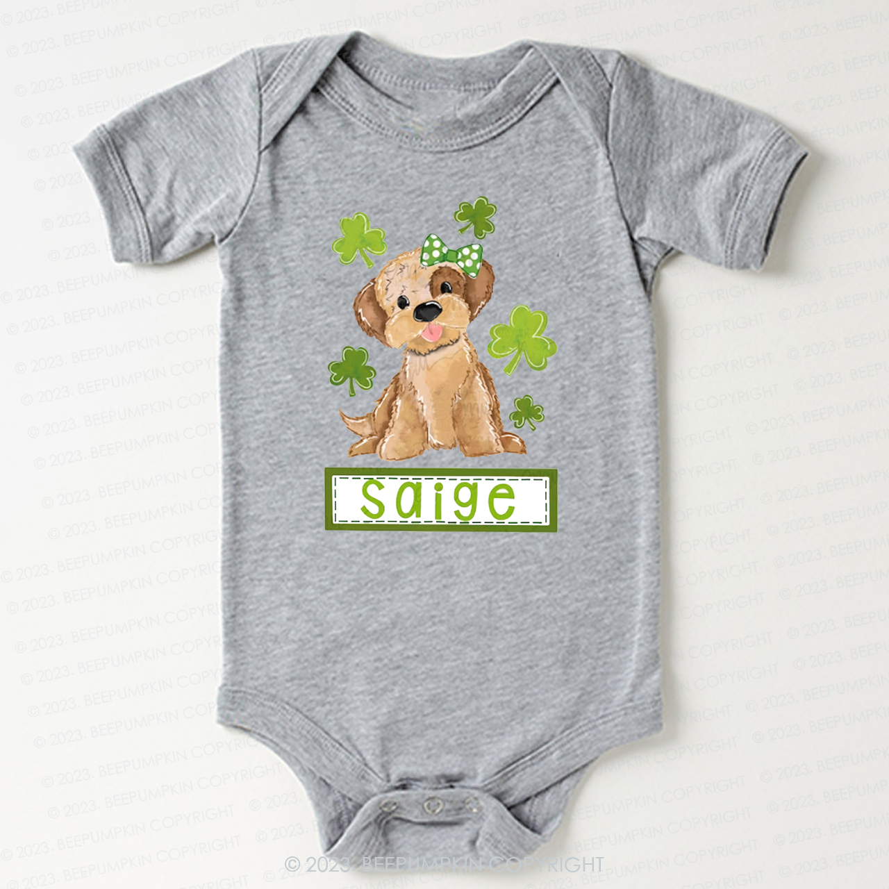 Polka Dot Bow Dog St.Patricks Day Bodysuit For Baby