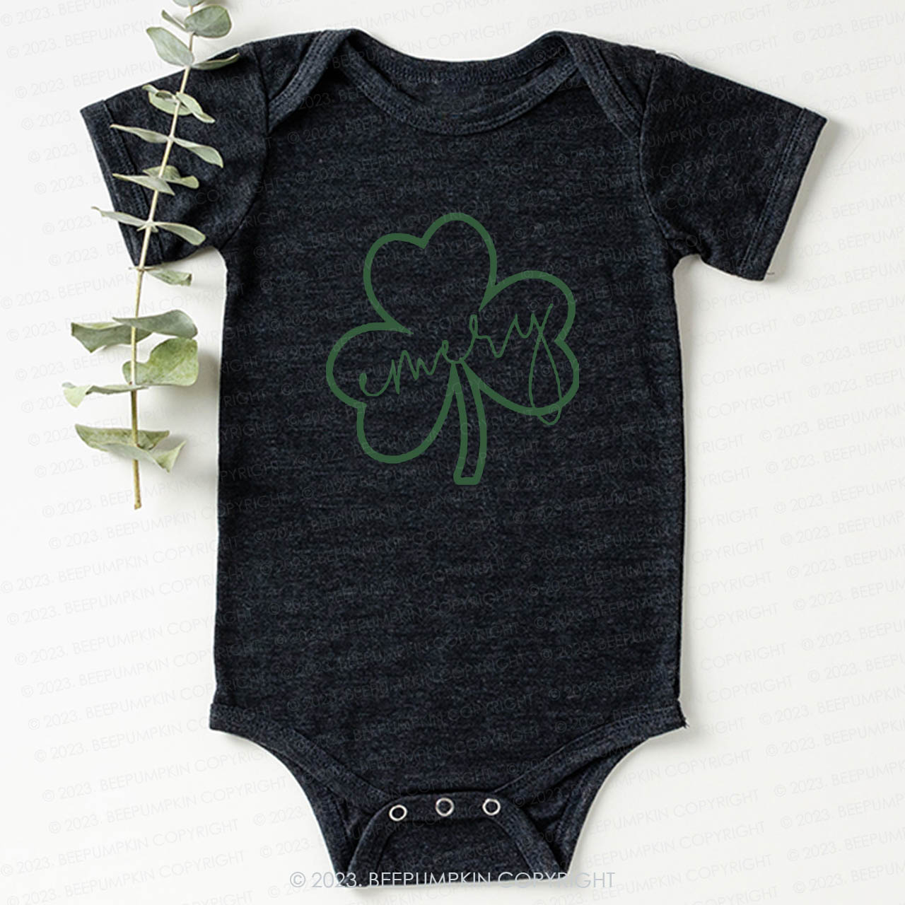 Shamrock Glitter Name St.Patricks Day Bodysuit For Baby