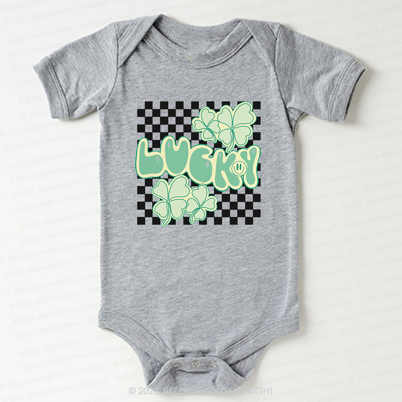 Retro Lucky Clover Leaf St.Patricks Day Bodysuit For Baby