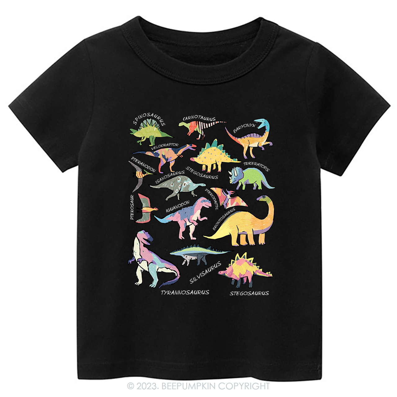 Retro Natural Toddler T-shirt - Types of Dinosaurs