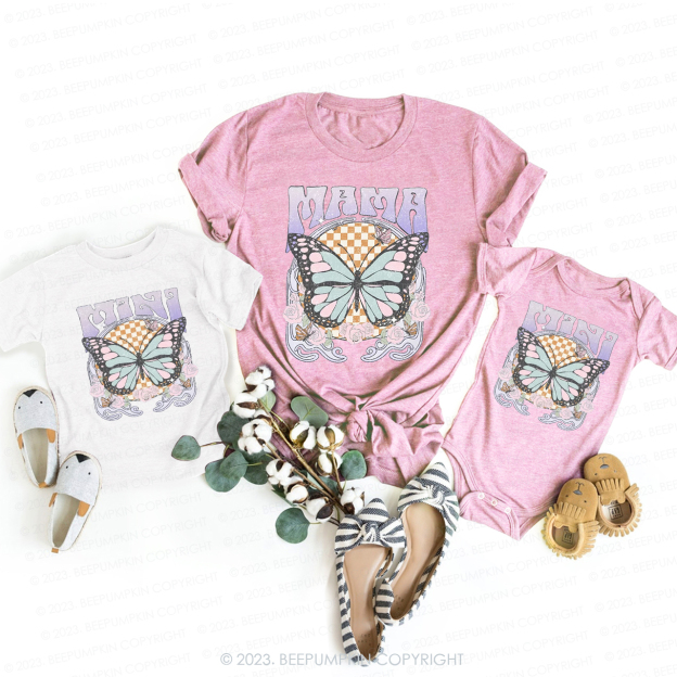 Mama And Mini Butterfly Retro Mom&Me Matching Tees